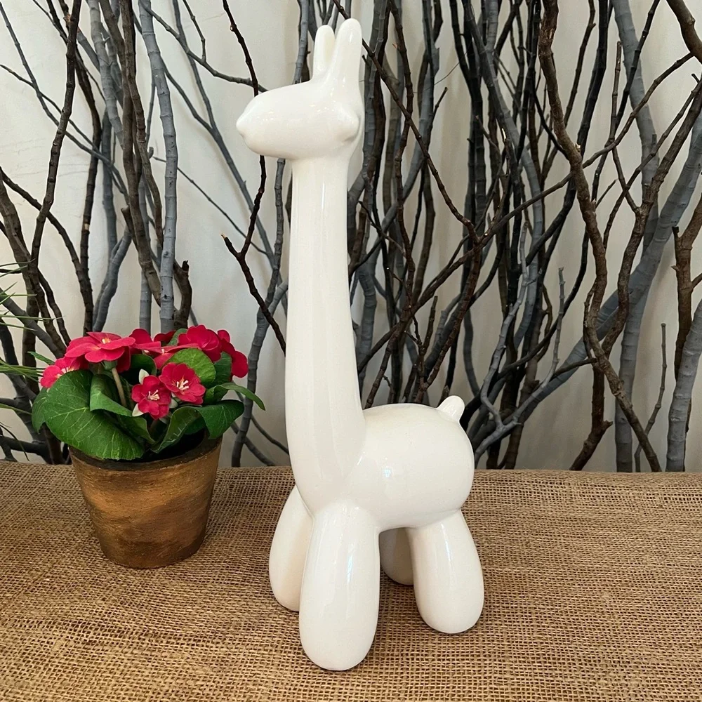 Giraffe Ceramic Balloon Figure White - Picture 2 of 6